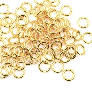 100 6mm 18g Gold Plated Jumprings 18 Gauge Gold Jump Rings Open Shiny Bright Gold Findings FS29G image 1