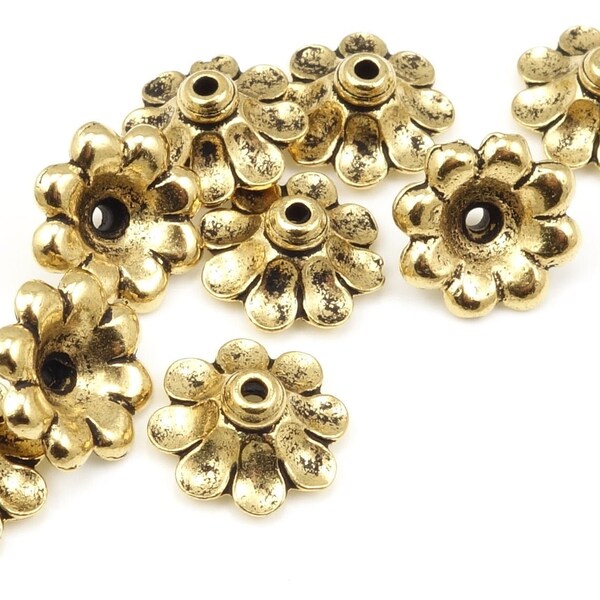 10 Mm Glue on Bail Bead Caps, Fluted Scalloped Silver Bead Caps for