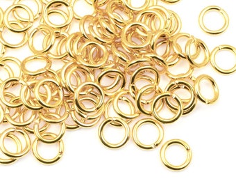 100 6mm 18g Gold Plated Jumprings - 18 Gauge Gold Jump Rings Open - Shiny Bright Gold Findings   (FS29G)