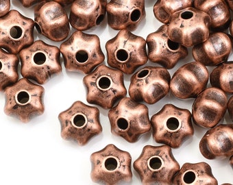 6mm x 4mm Grooved Beads - Antique Copper Beads - Dark Copper Plated Spacer Heishi Beads for Jewelry Making  (FB112)