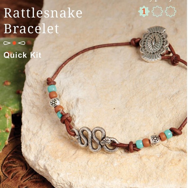 DIY BRACELET - TierraCast Do It Yourself Jewelry Kit - Rattlesnake Bracelet Make It Yourself Project Kit - Western Style Leather Bracelet