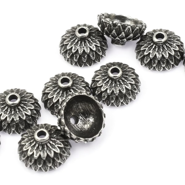 Dark Antique Silver Acorn Bead Caps - TierraCast Acorn Beadcaps for 8mm or 10mm Beads - Autumn Beads for Fall Jewelry Making (P2554)