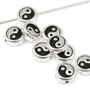 TierraCast Yin Yang Beads Antique Silver Beads Zen Buddhist Meditation Mindfulness Yoga Jewelry Supplies P363 image 1