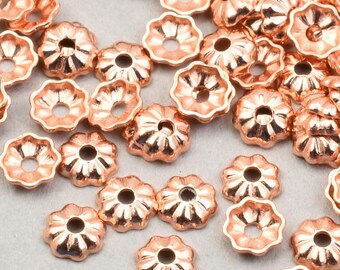 144 Pieces of TINY 3.5mm Fluted Bead Caps - COPPER Beadcap Findings - Ideal for Small Beads - Bright Copper Plated Caps - FB336