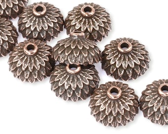 Casquettes gland en cuivre antique pour perles de 8 mm ou 10 mm - Casquettes gland TierraCast - Perles d'automne pour la fabrication de bijoux d'automne (P2559)