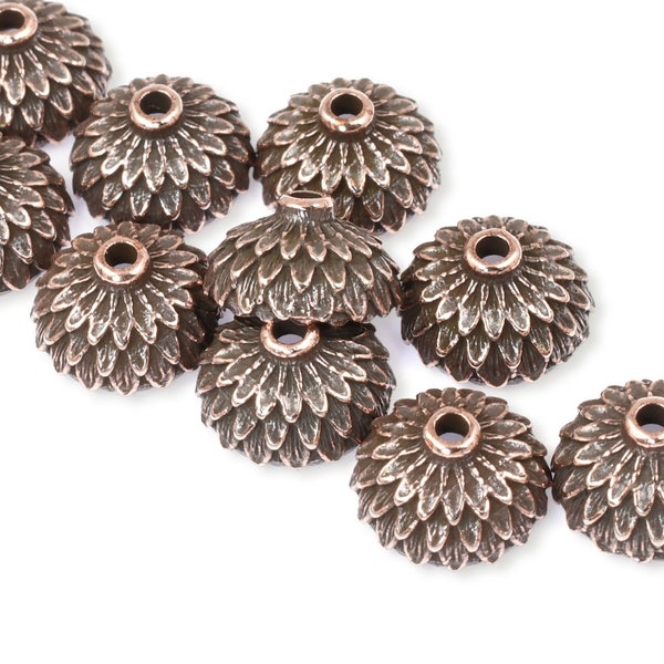 Antique Copper Acorn Bead Caps for 8mm or 10mm Beads - TierraCast Acorn Beadcaps - Autumn Beads for Fall Jewelry Making (P2559)