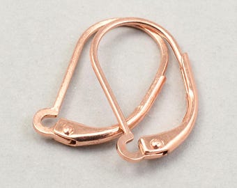 Open Loop Interchangeable Leverback Earring Findings - BRIGHT COPPER Leverback Ear Hooks - Shiny Copper Plated Lever Back Wires #FB741