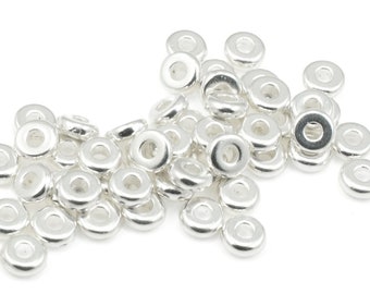 500 Silver Spacer Beads TierraCast 4mm Disk Heishi Rondelles Bright Silver BULK BAG (PS271)