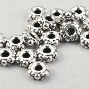 Silver Bali Beads Silver Beads Small Turkish Spacer Beads Antique Silver Jewelry Beads TierraCast Heishi Beads Rondelle Beads  (PS57)