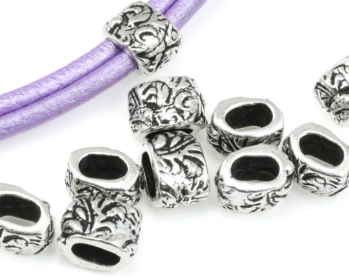 Leather Slider Beads for Leather Antique Silver Beads Tierracast JARDIN