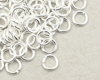 100 6mm 18g Silver Plated Jumprings - 18 Gauge Silver Jump Rings Open - Shiny Bright Silver Findings   (FS29S)