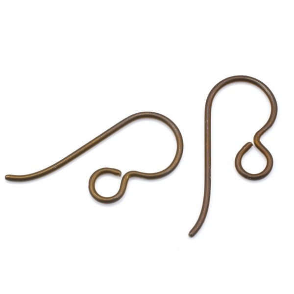 10 Dark Brown Niobium Ear Wires French Hooks Earring Findings Hypoallergenic Niobium Findings TierraCast Bronze Antique Brass Color (PH37)