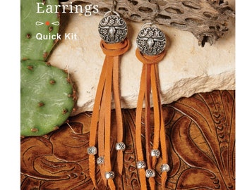 DIY EARRINGS - TierraCast Do It Yourself Jewelry Kit - Longhorn Fringe Leather Earring Make It Yourself Project Kit - Western Dangle Earring
