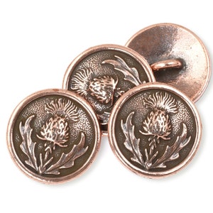 Antique Copper Thistle Button TierraCast Copper Clasp Findings Scottish Thistle Flower Button Findings for Bracelet Clasps P2543 image 1