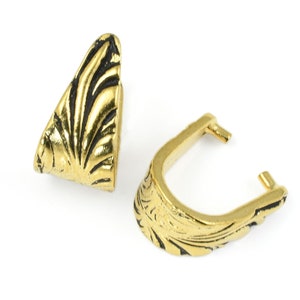 Large JARDIN PINCH BAIL - Antique Gold Bail Findings Squeeze Bails TierraCast Pinch Bail Pendant Bail (P2392)