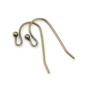24 Antique Brass Earring Wires 27mm Earring Hook with 2mm Ball Brass Oxide Bronze Ear Wire Findings Ear Findings for Jewelry Making image 1