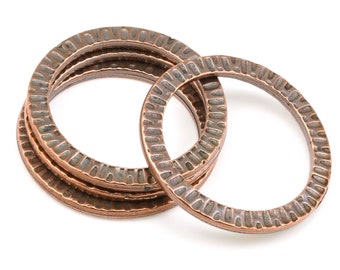 Large Antique Copper Rings - TierraCast RADIANT RING Tierra Cast 1 1/4" Textured Metal Ring - 32mm Diameter (P634)