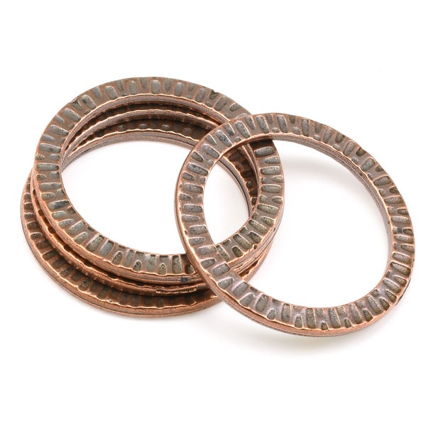 Large Antique Copper Rings - TierraCast RADIANT RING Tierra Cast 1 1/4" Textured Metal Ring - 32mm Diameter (P634)