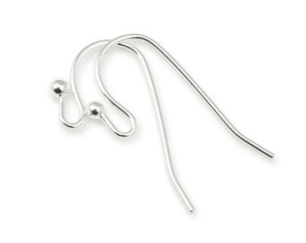 144 Silver Earring Wires - 27mm Earring Hook with 2mm Ball - Bright Silver Plated Ear Findings French Hooks Fish Hook Wires