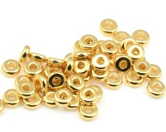 500 Disk Beads - 4mm TierraCast Gold Beads - Heishi Spacer Washer Beads (PS272)