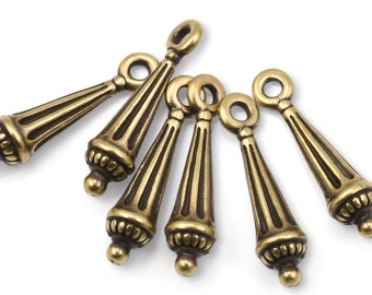 Antique Brass Charms - TierraCast Column Drop - 19mm Tall Column Charm Bali Charms Tierra Cast Pewter