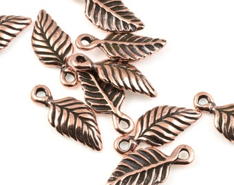 TierraCast Birch Leaf Charms Copper Leaves for Fall Jewelry - 6mm x 15mm Copper Charms Autumn Jewelry Supplies