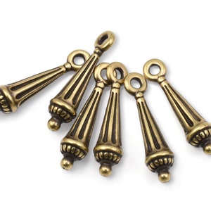 Antique Brass Charms - TierraCast Column Drop - 19mm Tall Column Charm Bali Charms Tierra Cast Pewter