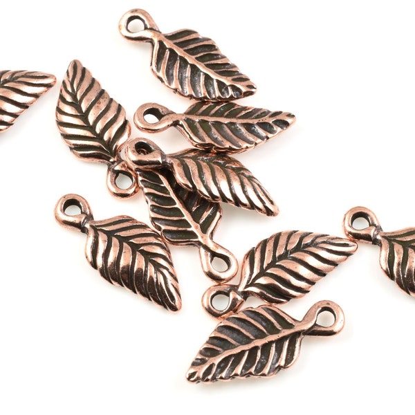 TierraCast Birch Leaf Charms Copper Leaves for Fall Jewelry - 6mm x 15mm Copper Charms Autumn Jewelry Supplies