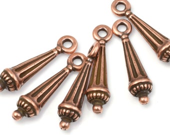 Antique Copper Charm - TierraCast Column Charm - 18mm Tall Narrow Slender Charm for Copper Jewelry - Architectural Charm  (P646)