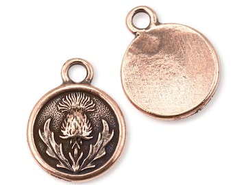 Antique Copper Thistle Charm - 18mm x 14mm Copper Charm by TierraCast - Scottish Thistle for Celtic Jewelry (P2551)