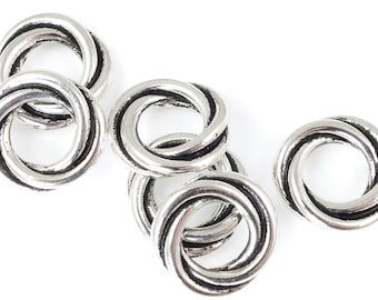 Loveknot Beads 12mm Antique Silver Love Knot Beads Silver Beads - Large Hole Beads by TierraCast Pewter - Silver Metal Beads (PS349)