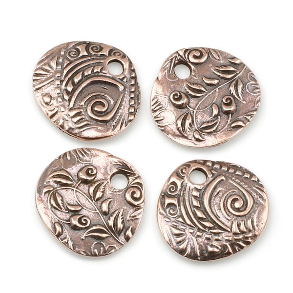 Bohemian Charms Antique Copper Charms TierraCast 5/8" JARDIN Charms Flower Nature Woodland Fern Woodland (P1741)