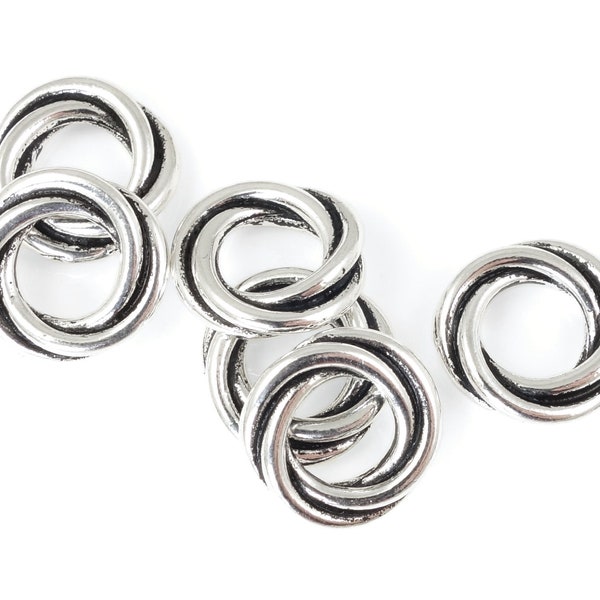 Loveknot Beads 12mm Antique Silver Love Knot Beads Silver Beads - Large Hole Beads by TierraCast Pewter - Silver Metal Beads (PS349)