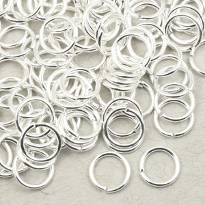 100 8mm 18g Silver Plated Jumprings 18 Gauge Silver Jump Rings Open Shiny Bright Silver Findings FS30S image 1