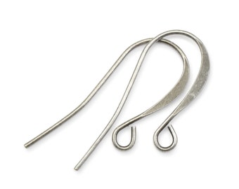 48 Pieces of Tall French Hooks - Dark ANTIQUE SILVER Earring Wires - Matte Silver Plated Ear Findings Fishook Fish Hook Earrings   #FB700