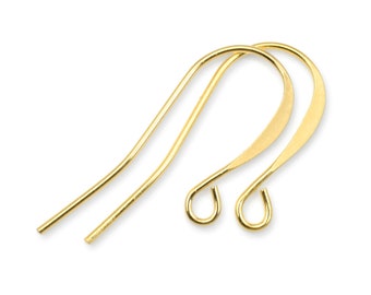 144 Gold Earring Findings - Tall French Hook Ear Wires - Plated Gold Findings for Earrings - Jewelry Supplies (FS74)