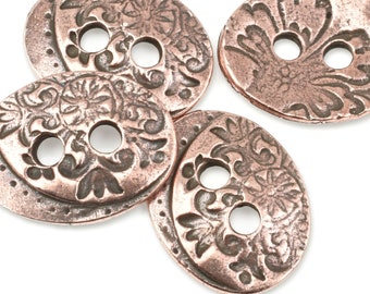 Romantic Floral Copper Button Clasp Findings - TierraCast Jardin Button Findings - Copper Closure for Leather Bracelets and Jewelry P1740