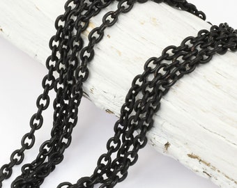 25 Foot Bulk Spool Delicate MATTE BLACK Chain - 2mm x 3mm Fine Link Cable Chain - Dark Black Chain for Jewelry and Necklaces 20-0725-13