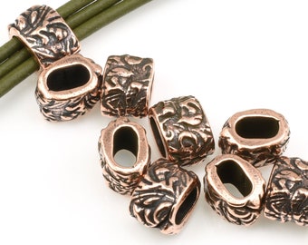 Perles coulissantes en cuir pour cuir - Perles de cuivre antiques TierraCast JARDIN BARREL Grand trou perles accessoires de cuir Woodland P1459