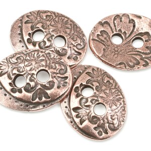 Romantic Floral Copper Button Clasp Findings TierraCast Jardin Button Findings Copper Closure for Leather Bracelets and Jewelry P1740 image 1