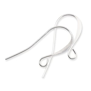 May include: A pair of silver earring hooks with a flat, slightly curved design.