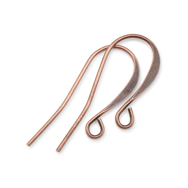 48 Antique Copper Plated Earring Wires - Matte Dark Copper Plated Earring Findings Tall French Hooks Earring Hooks Wires (FB1)