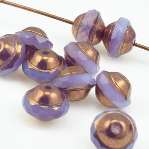 10 Pieces 8mm x 10mm Saturn Beads Lilac Purple Satin with Bronze Finish Purple Beads for Jewelry Making Firepolished Czech Glass image 1