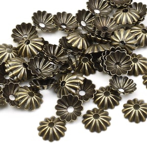 144 Pieces 6mm Pleated Dome Bead Caps -Antique Brass Bead Caps - Brass Oxide Bronze Color Beadcaps  FB360