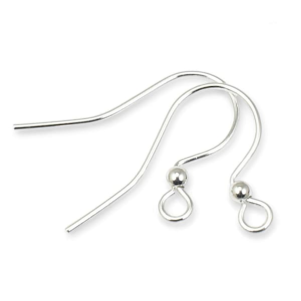 144 Piece Bulk Bag of Bright Silver Earring Wires with 2mm Ball Accents - Silver Plated Earring Findings - Medium/Large French Hook Ear Wire