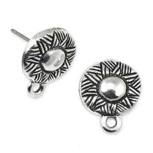 Antique Silver Earring Posts - TierraCast Woven Post Earring Findings - Silver Findings for Earrings (P2494)