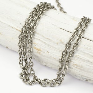 Delicate ANTIQUE SILVER Chain - 2mm x 3mm Fine Link Cable Chain - Loose Dark Silver Chain for Jewelry and Necklaces - USA Made 20-0725-12