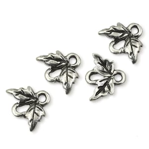 Dark Antique Silver Small Oak Leaf Links Double Leaf Connector Findings for Fall Jewelry Autumn Leaf Charms P2518 image 1