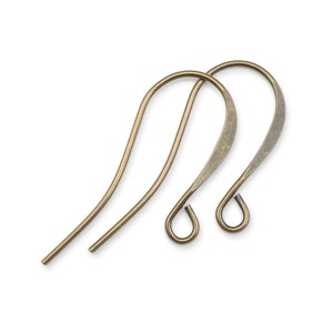 May include: Two antique gold-toned earring hooks. The hooks are made of metal and have a smooth, slightly textured finish.