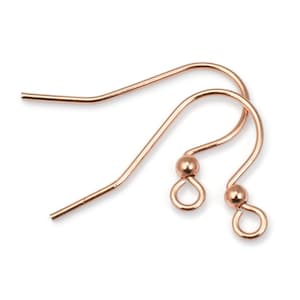 144 Piece Bulk Bag of Bright Copper Earring Wires with 2mm Ball Accents - Copper Plated Earring Findings - Medium/Large French Hooks  FB702